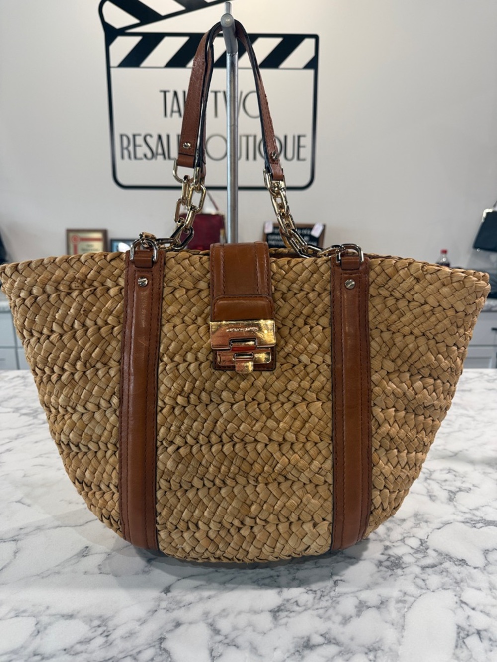 Michael Kors Malibu Large Woven Straw Tote